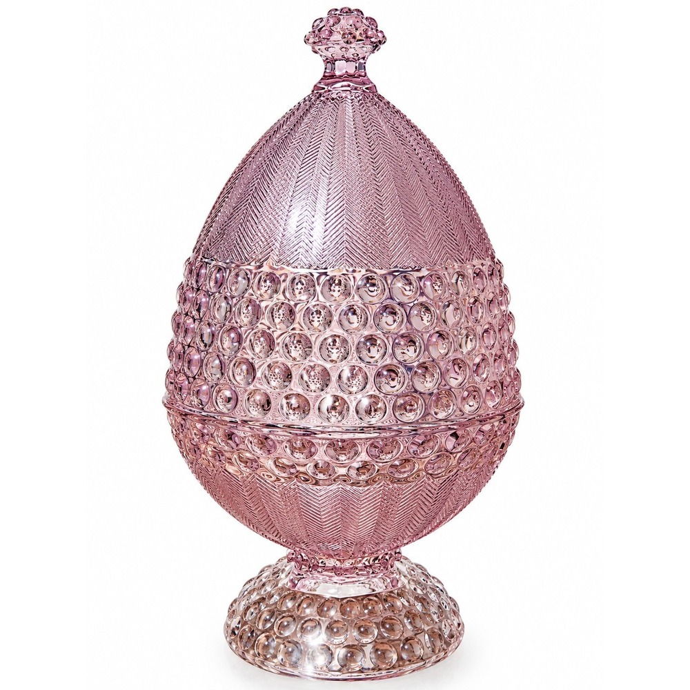 Vintage Gorham Germany Rare Lavender Lidded Hobnail Crystal Pedestal Candy Dish
